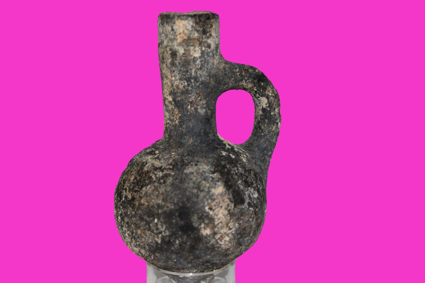 Ancient Holy Land Artifact Time of King David Small Black Jugglet 1000 BC COA 05