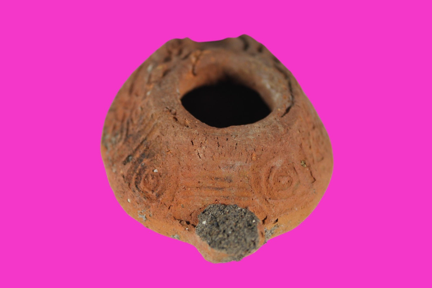 Ancient Holy Land Oil Lamp Artifact 2 Hidden Christian Crosses 300-600AD COA 102