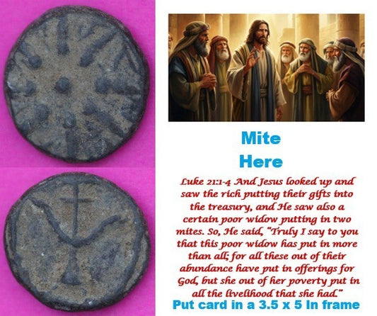 Hi Quality Widows Mite Coin Holy Land Artifact Free Display Card Jesus Time D752