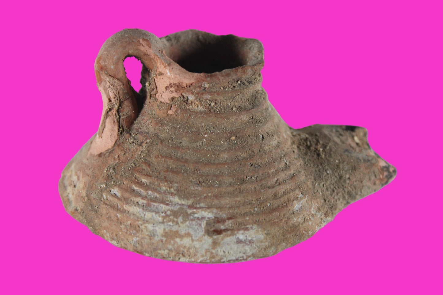 Holy Land Oil Lamp Ancient Artifact Time of the Arab Invasion 660-800 AD COA 239
