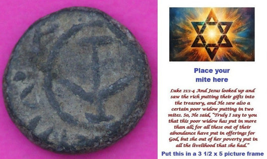 Hi Quality Widows Mite Coin Holy Land Artifact Free Display Card Jesus Time B736