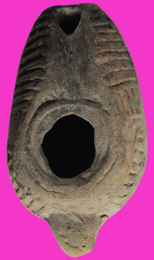 Oil Lamp Holy Land Ancient Artifact Jesus Christ Home Israel 300-600 AD COA 99
