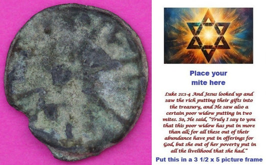 Hi Quality Widows Mite Coin Holy Land Artifact Free Display Card Jesus Time B731