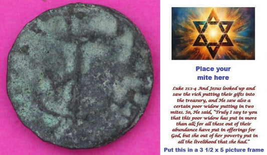 Hi Quality Widows Mite Coin Holy Land Artifact Free Display Card Jesus Time B723