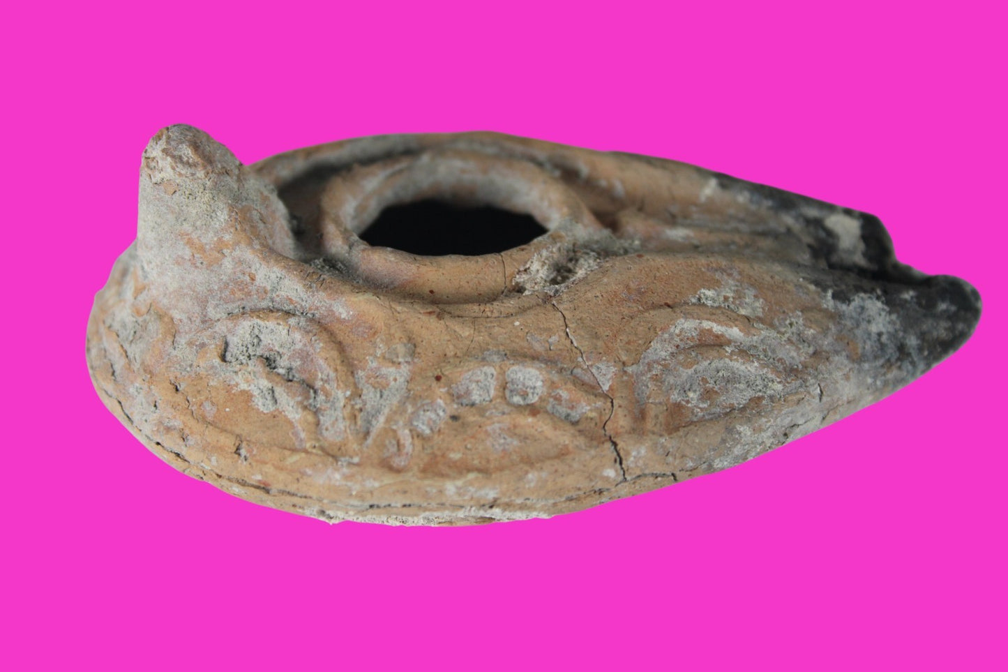 Large Holy Land Oil Lamp Ancient Artifact Time of Christians 313-636 AD COA 199