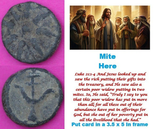 Hi Quality Widows Mite Coin Holy Land Artifact Free Display Card Jesus Time D755