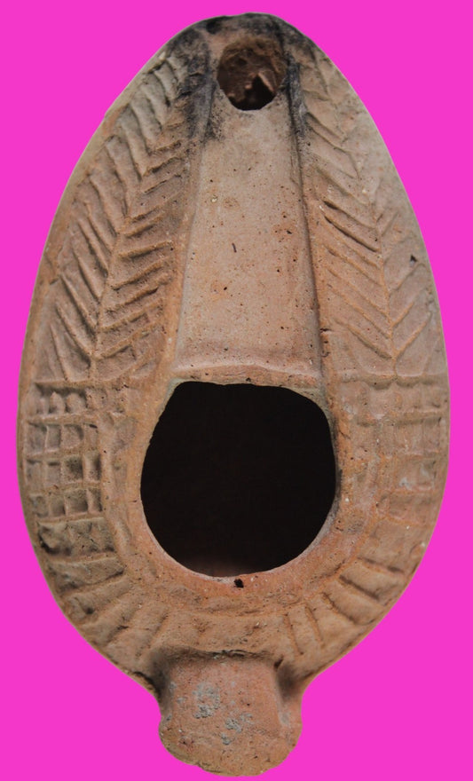 Oil Lamp Holy Land Ancient Artifact Jesus Christ Home Israel 300-600 AD COA 81