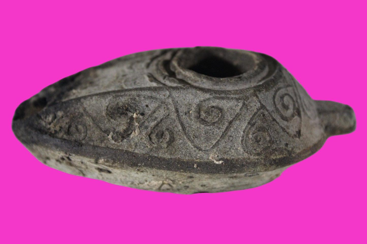 Oil Lamp Holy Land Ancient Artifact Jesus Christ Home Israel 300-600 AD COA 71