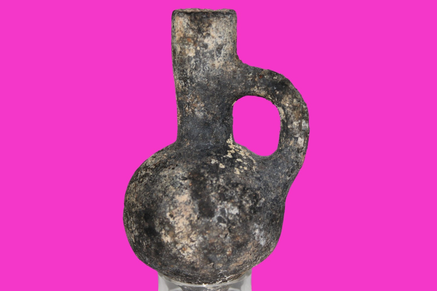 Ancient Holy Land Artifact Time of King David Small Black Jugglet 1000 BC COA 05