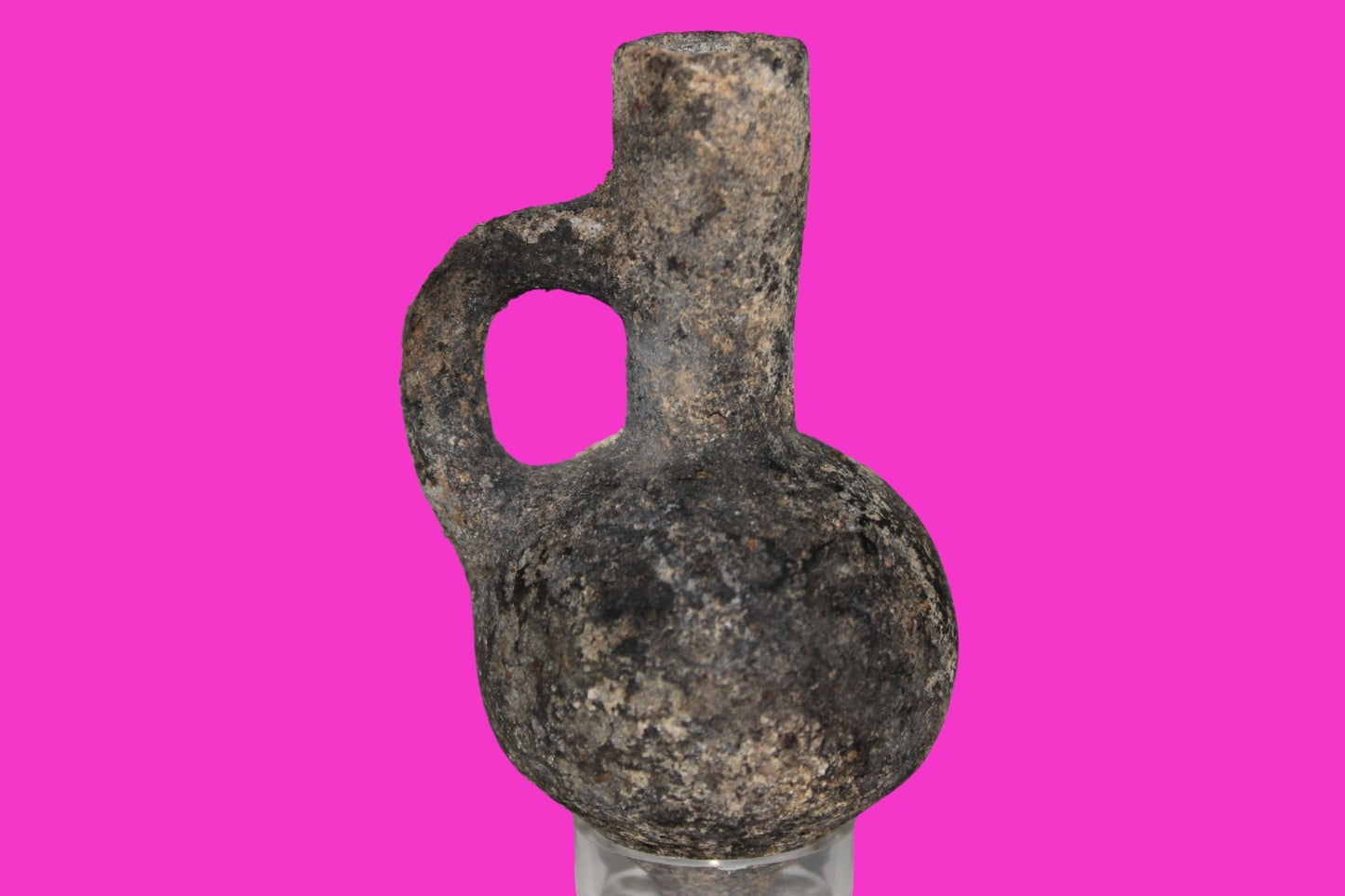 Ancient Holy Land Artifact Time of King David Small Black Jugglet 1000 BC COA 05
