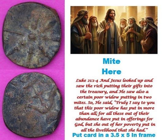 Hi Quality Widows Mite Coin Holy Land Artifact Free Display Card Jesus Time D744