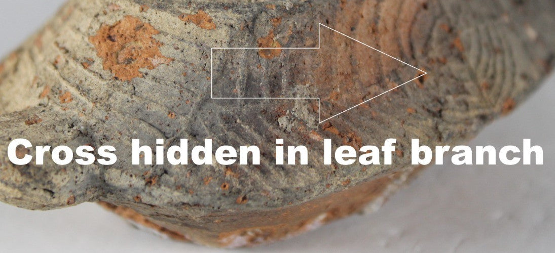 Ancient Holy Land Oil Lamp Artifact 2 Hidden Christian Crosses 300-600AD COA 136