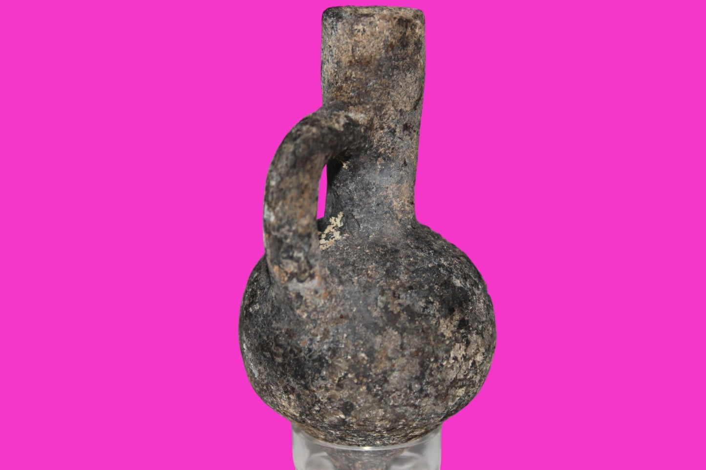 Ancient Holy Land Artifact Time of King David Small Black Jugglet 1000 BC COA 05