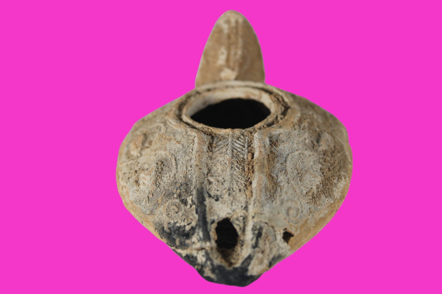 Holy Land Oil Lamp Ancient Artifact Time of the Christians 313-636 AD COA 204