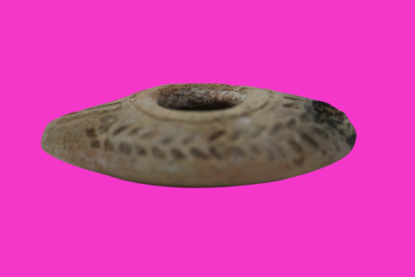 Oil Lamp Holy Land Ancient Artifact Jesus Christ Home Israel 100-400 AD COA J106