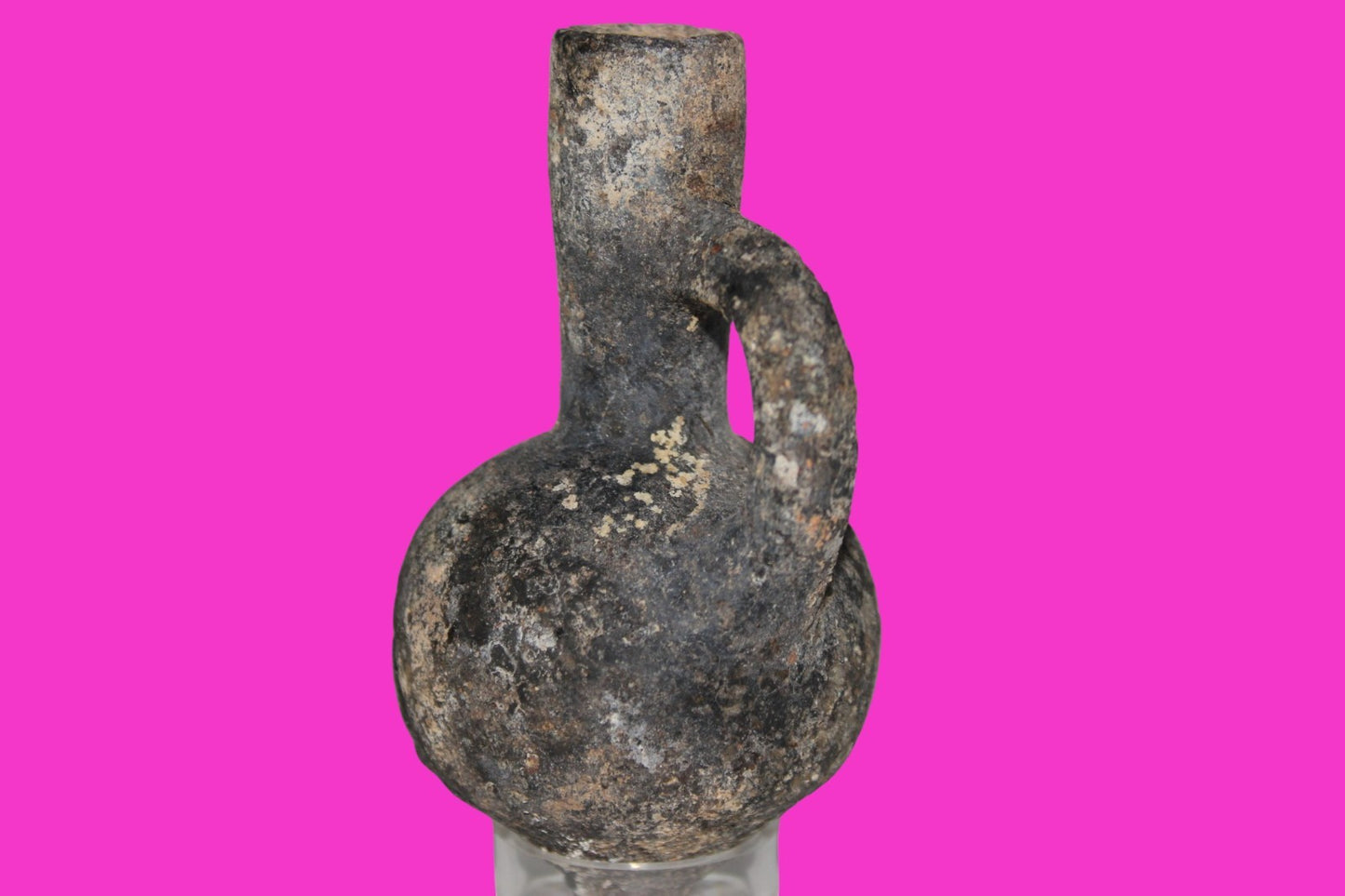 Ancient Holy Land Artifact Time of King David Small Black Jugglet 1000 BC COA 05