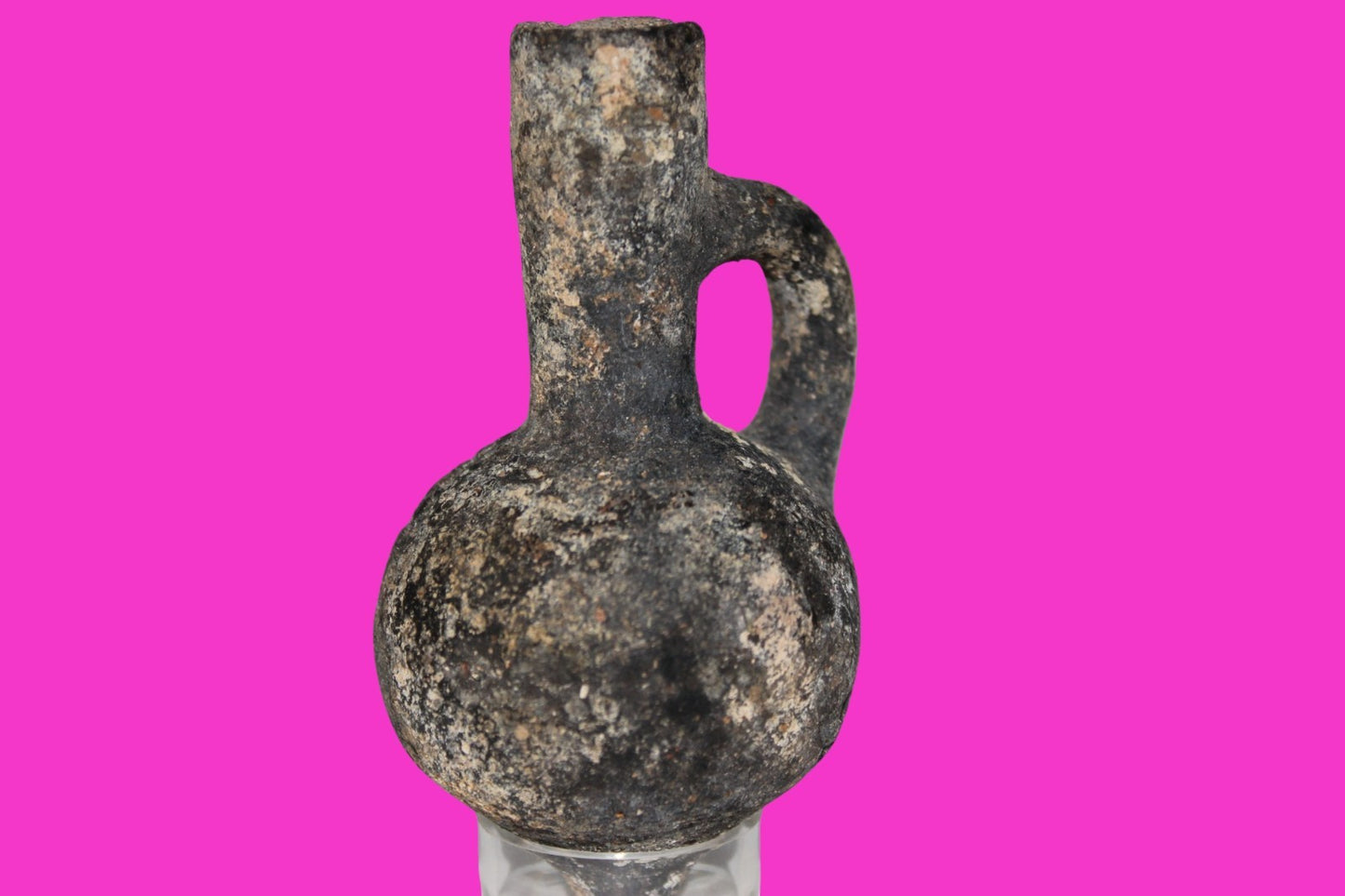 Ancient Holy Land Artifact Time of King David Small Black Jugglet 1000 BC COA 05