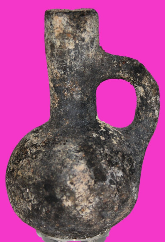 Ancient Holy Land Artifact Time of King David Small Black Jugglet 1000 BC COA 05