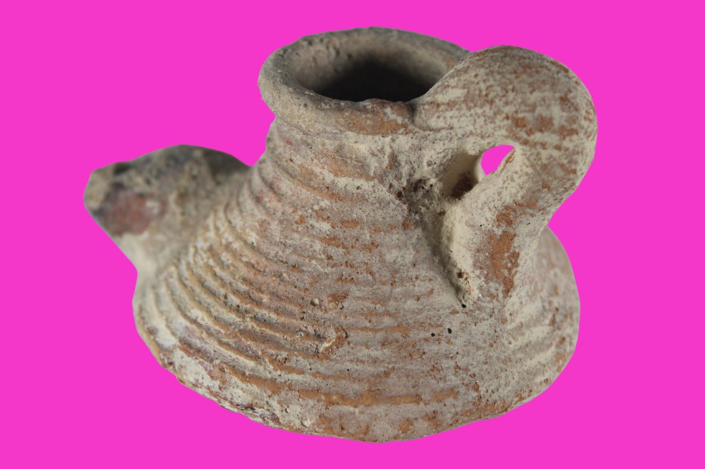 Holy Land Oil Lamp Ancient Artifact Time of the Arab Invasion 660-800 AD COA 236