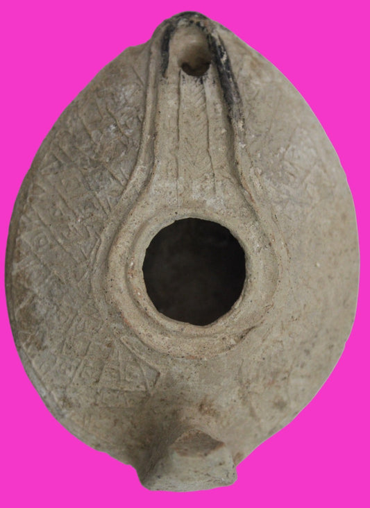 Holy Land Oil Lamp Ancient Artifact Time of the Christians 313-636 AD COA 221