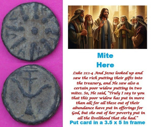 Hi Quality Widows Mite Coin Holy Land Artifact Free Display Card Jesus Time D756