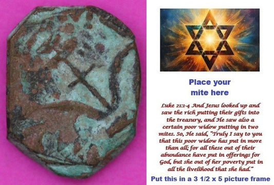 Hi Quality Widows Mite Coin Holy Land Artifact Free Display Card Jesus Time B739