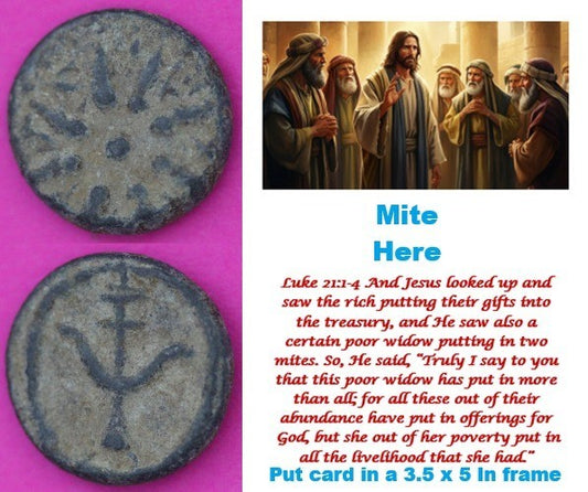 Hi Quality Widows Mite Coin Holy Land Artifact Free Display Card Jesus Time D743
