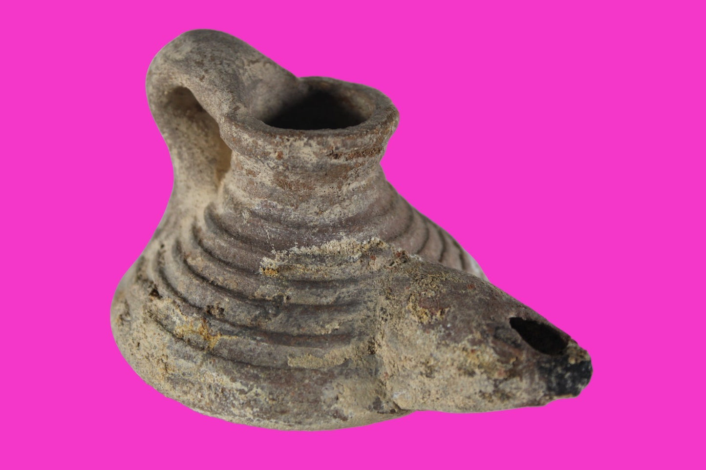 Holy Land Oil Lamp Ancient Artifact Time of the Arab Invasion 660-800 AD COA 240