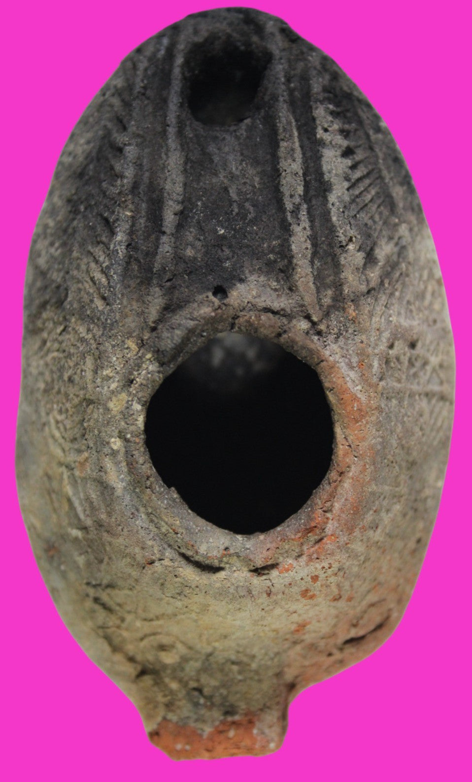 Ancient Holy Land Oil Lamp Artifact A Hidden Christian Cross 300-600AD COA 134