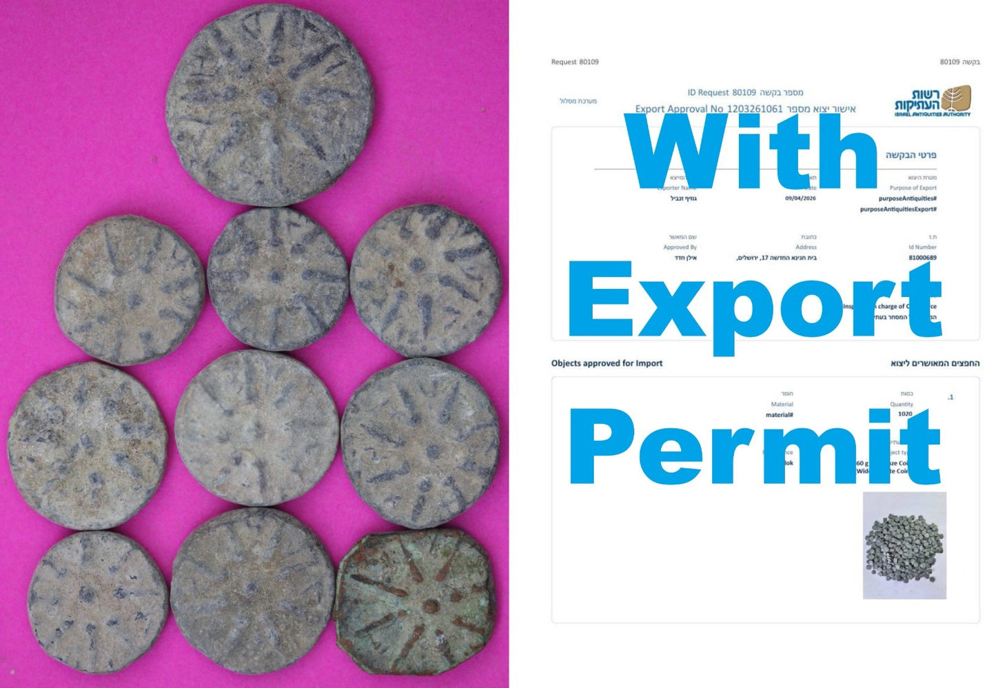High Quality 10 Widows Mite Coins Holy Land Artifacts Small Leptons COAs Q941