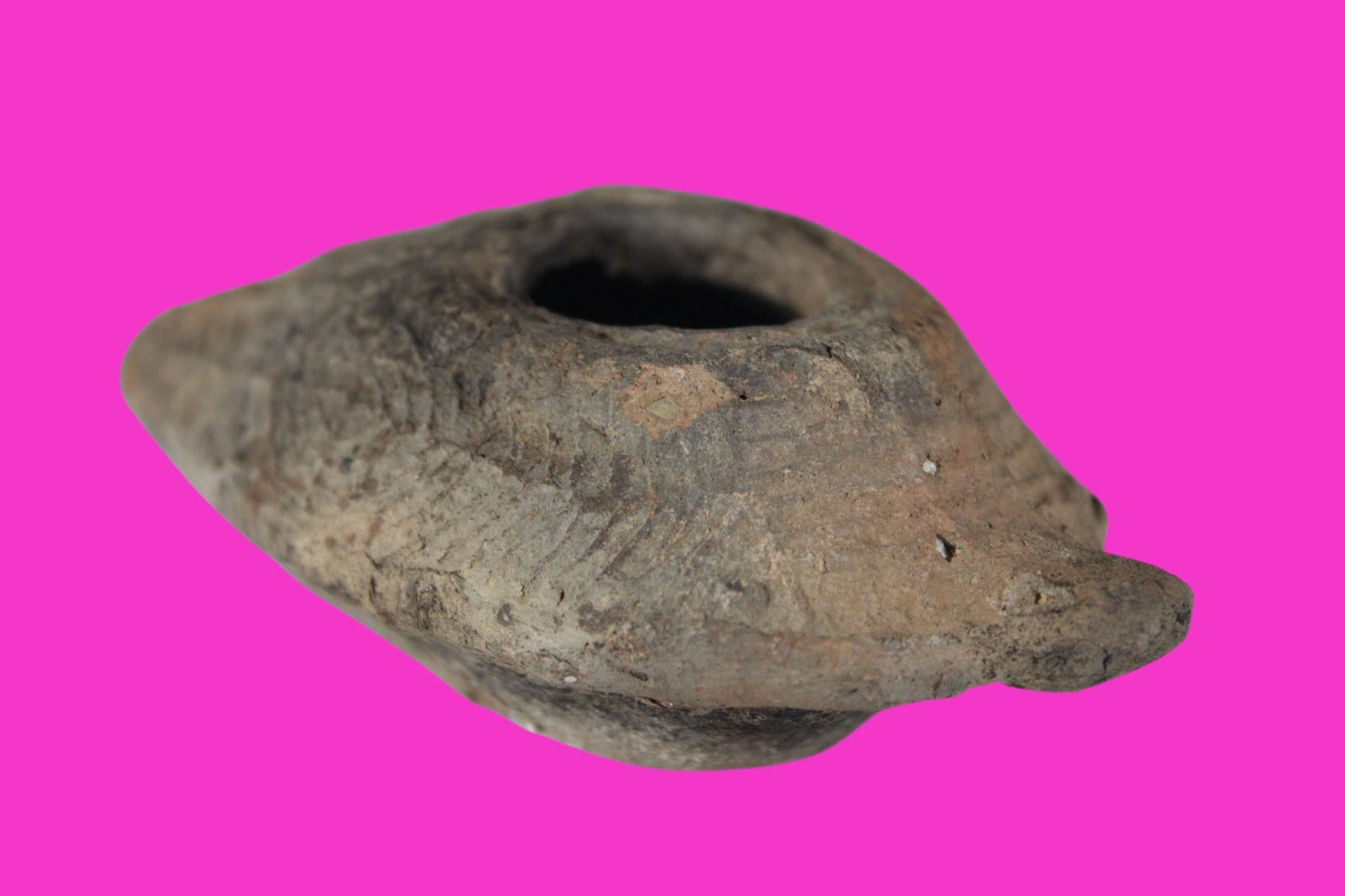 Ancient Holy Land Oil Lamp Artifact 2 Hidden Christian Crosses 300-600AD COA 100