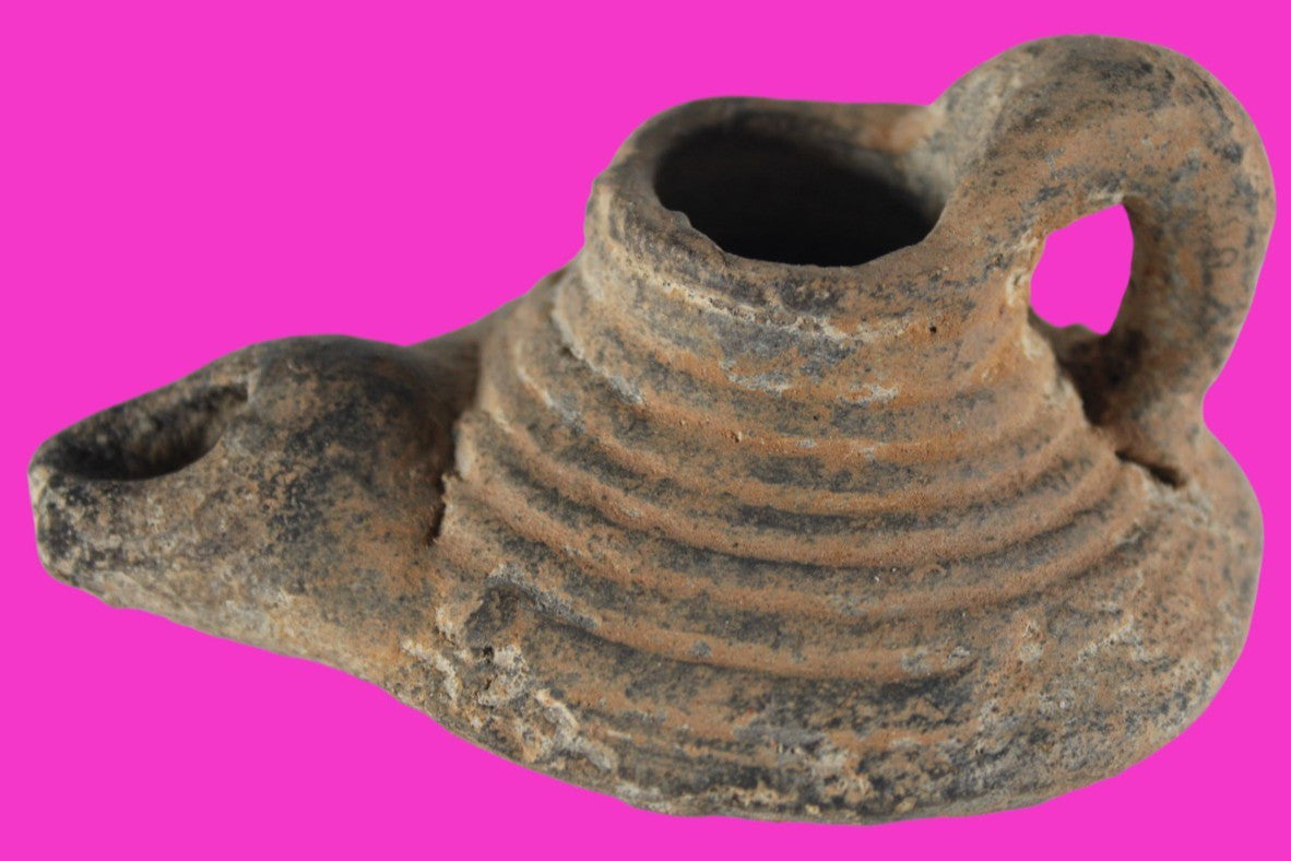 Holy Land Oil Lamp Ancient Artifact Time of the Arab Invasion 660-800 AD COA 242