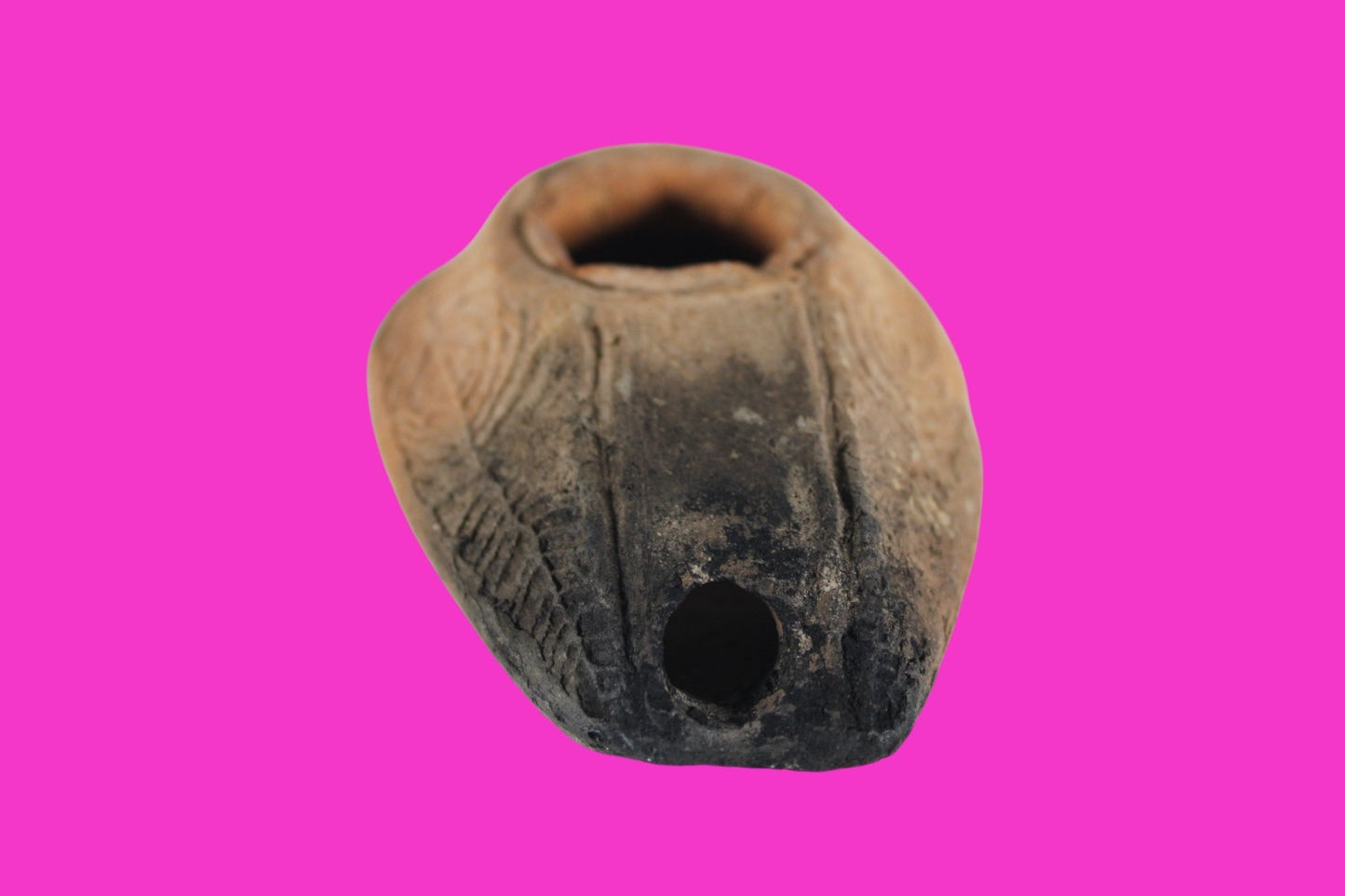 Ancient Holy Land Oil Lamp Artifact 2 Hidden Christian Crosses 300-600AD COA 108