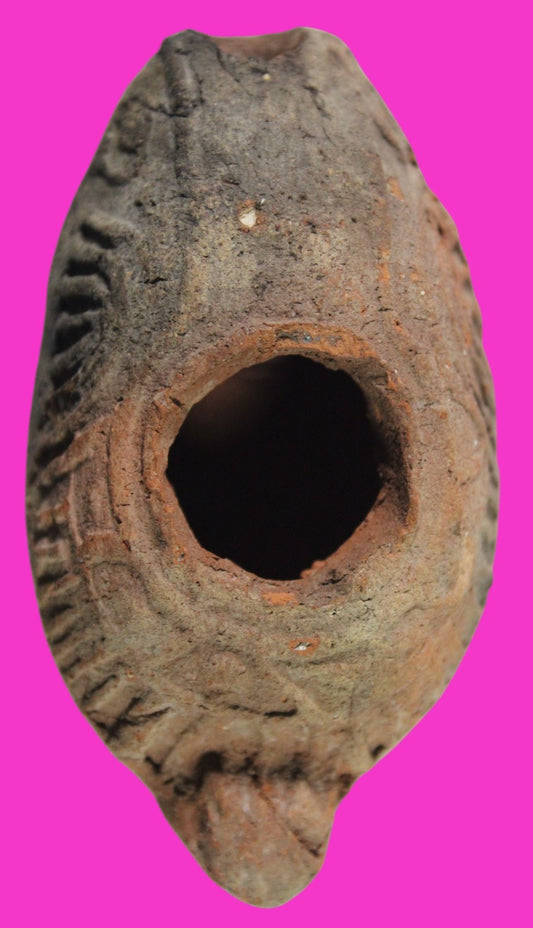 Oil Lamp Holy Land Ancient Artifact Jesus Christ Home Israel 300-600 AD COA 69