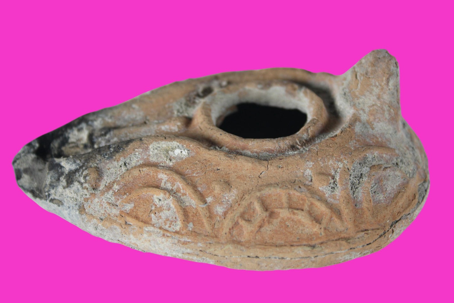 Large Holy Land Oil Lamp Ancient Artifact Time of Christians 313-636 AD COA 199