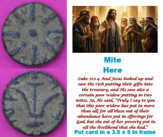 Hi Quality Widows Mite Coin Holy Land Artifact Free Display Card Jesus Time D751