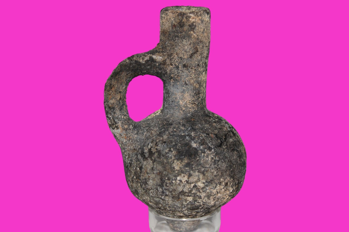 Ancient Holy Land Artifact Time of King David Small Black Jugglet 1000 BC COA 05