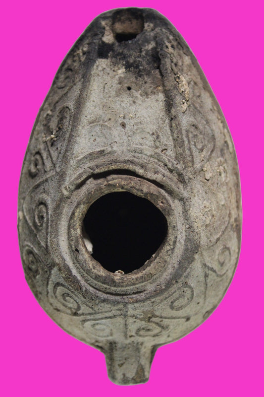 Oil Lamp Holy Land Ancient Artifact Jesus Christ Home Israel 300-600 AD COA 71