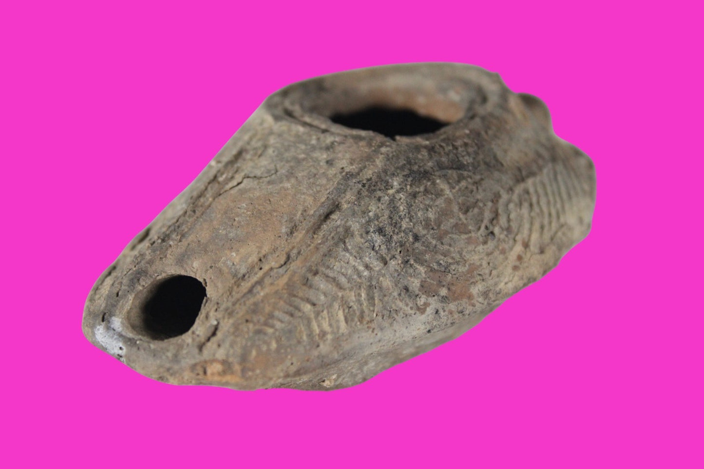 Ancient Holy Land Oil Lamp Artifact 2 Hidden Christian Crosses 300-600AD COA 100