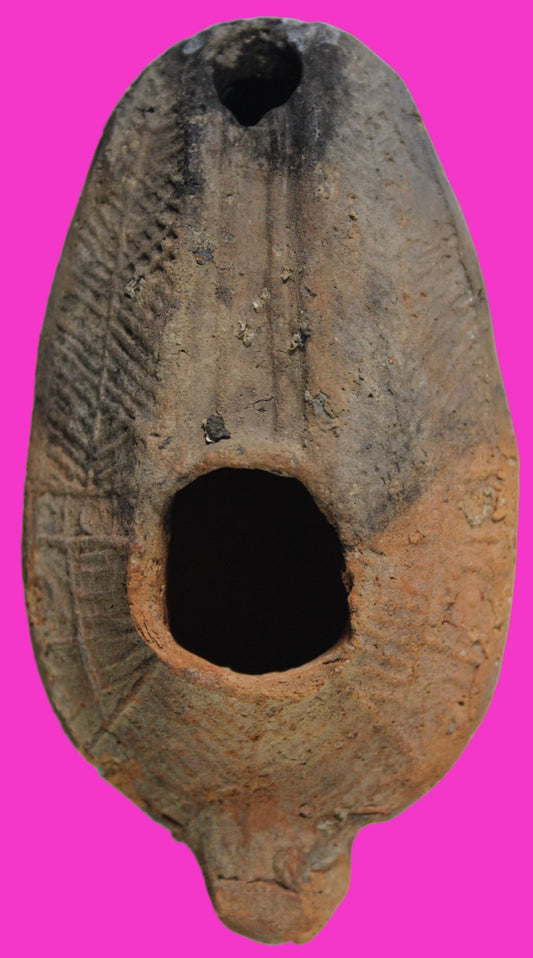Oil Lamp Holy Land Ancient Artifact Jesus Christ Home Israel 300-600 AD COA 118
