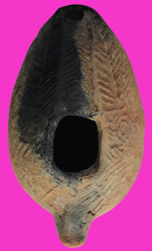 Oil Lamp Holy Land Ancient Artifact Jesus Christ Home Israel 300-600 AD COA 94