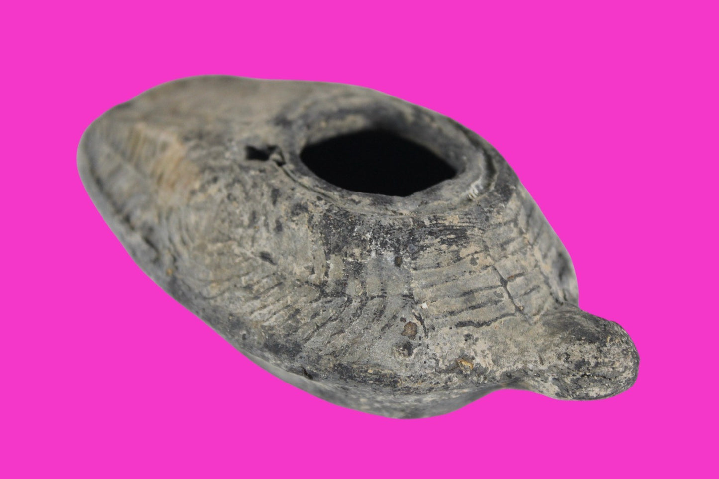 Ancient Holy Land Oil Lamp Artifact 2 Hidden Christian Crosses 300-600AD COA 113