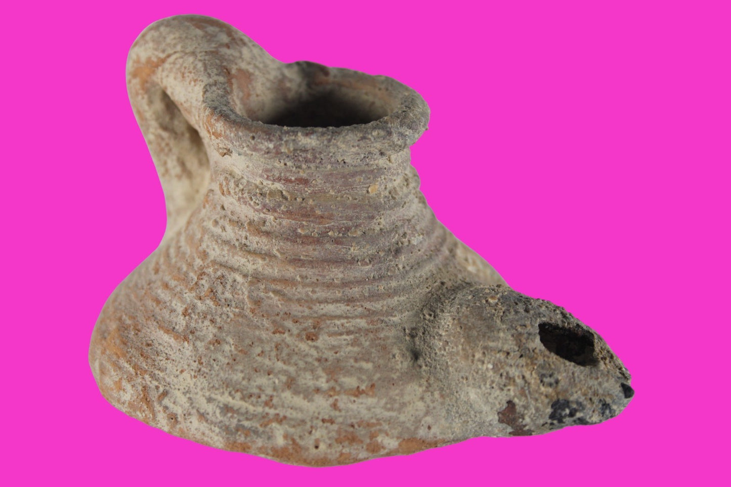 Holy Land Oil Lamp Ancient Artifact Time of the Arab Invasion 660-800 AD COA 236