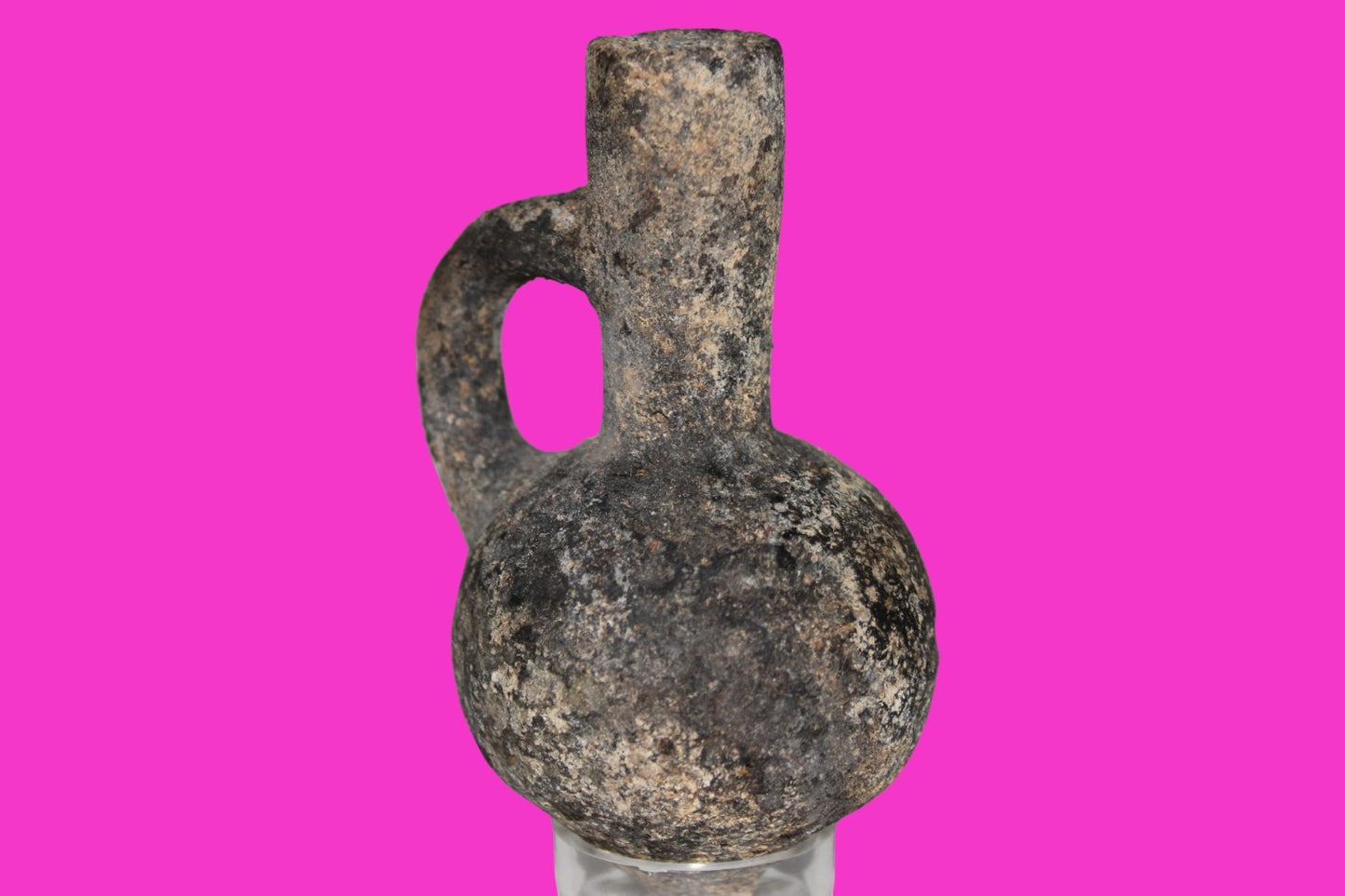 Ancient Holy Land Artifact Time of King David Small Black Jugglet 1000 BC COA 05