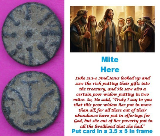 Hi Quality Widows Mite Coin Holy Land Artifact Display Card Jesus Lifetime @D22