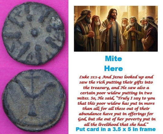 Hi Quality Widows Mite Coin Holy Land Artifact Free Display Card Jesus Time D746