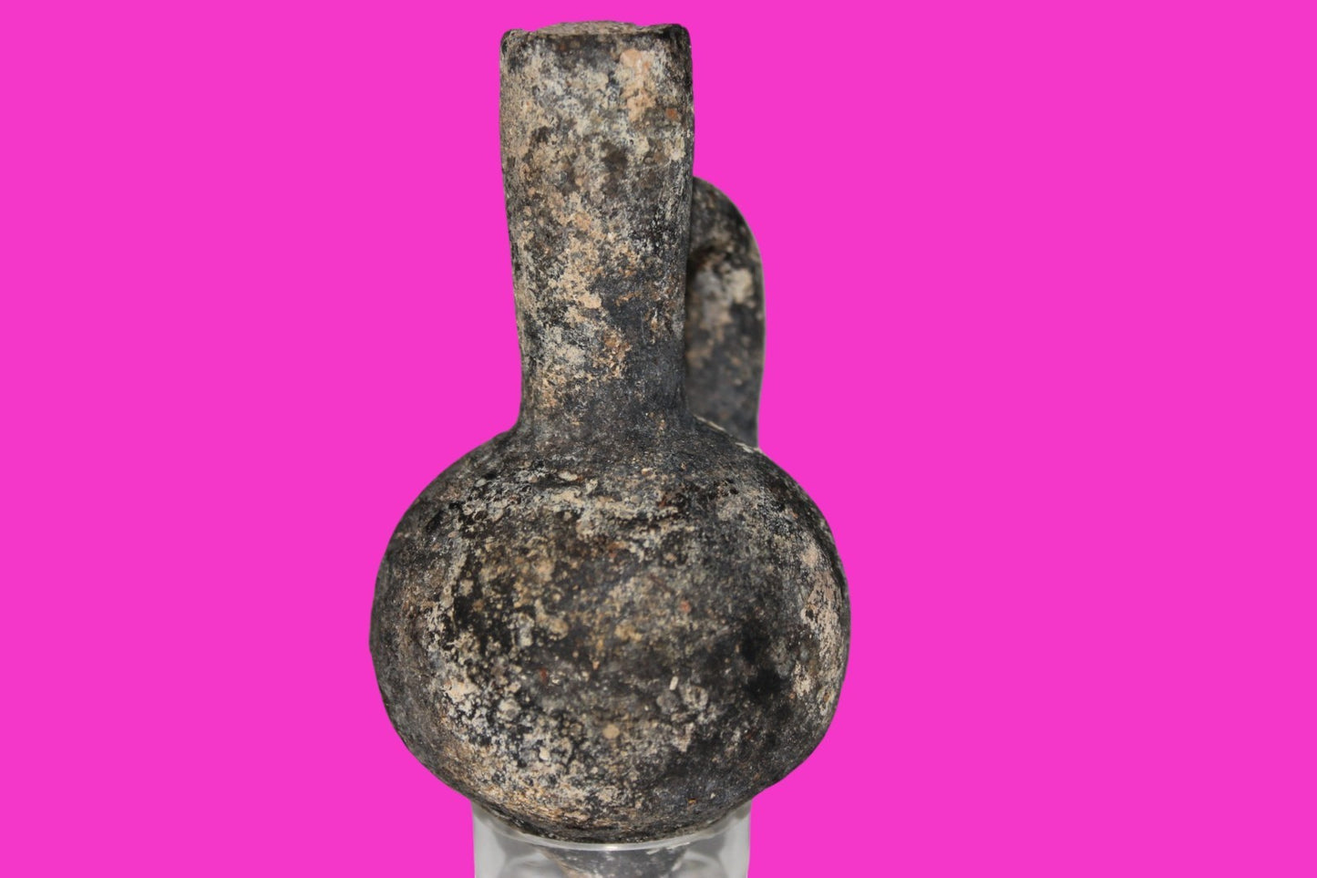 Ancient Holy Land Artifact Time of King David Small Black Jugglet 1000 BC COA 05