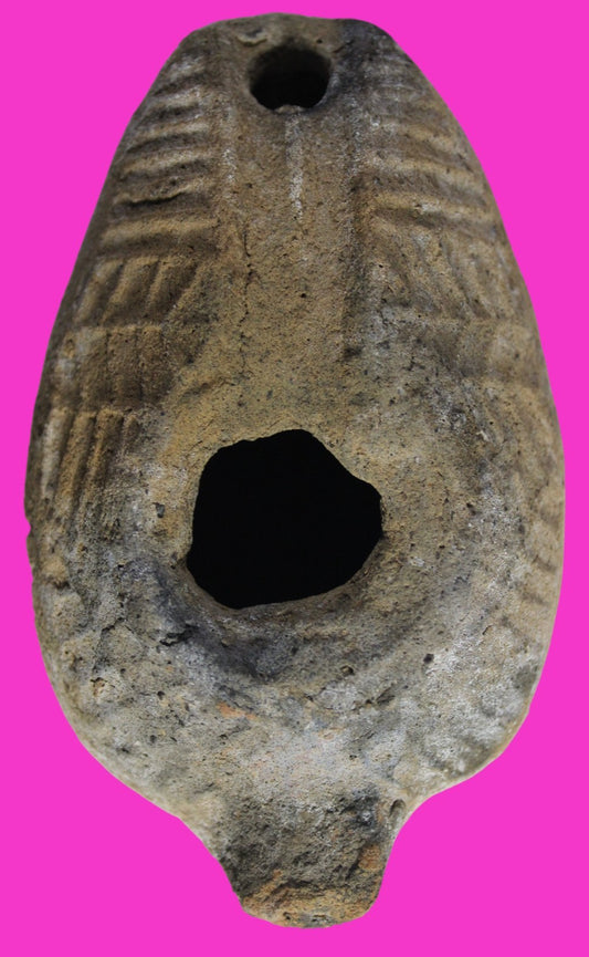 Very Big Ancient Holy Land Oil Lamp Artifact Jesus Christ Home 300-600 AD COA 93