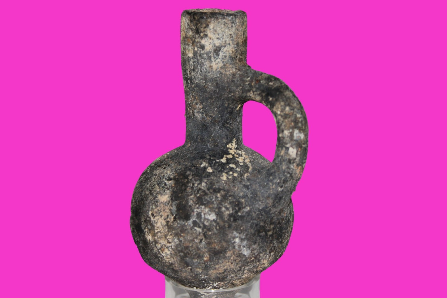 Ancient Holy Land Artifact Time of King David Small Black Jugglet 1000 BC COA 05