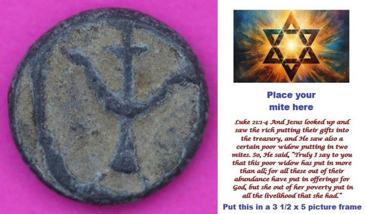 Hi Quality Widows Mite Coin Holy Land Artifact Free Display Card Jesus Time B722